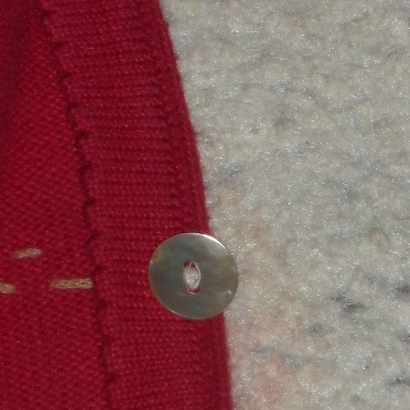 Alfred Dunner Women's Red Flower Embroidered Padded Cardigan Sweater Size Large - Picture 5 of 13